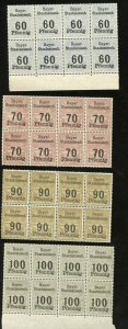 GERMAN STATES BAVARIA GROUP OF 14 REVENUES MINT NH BLOCKS OF EIGHT OF EACH 