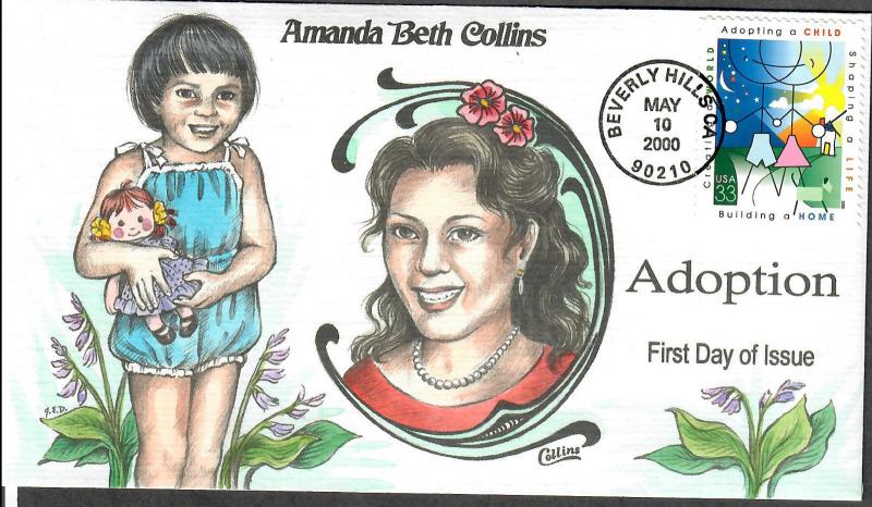 US Collins FDC SC#3398 Adoption Amanda Beth Collins