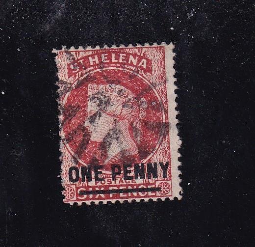 ST HELENA # 18 1p SURCHAGE ON QUEEN VICTORIA CAT VALUE $63