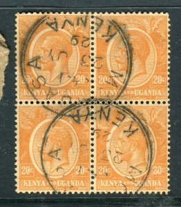 BRITISH KUT; 1920s early GV issue fine used 20c. Postmark Block of 4