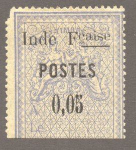 French India Scott 24 Unused HROG - 1903 Revenue Stamp Surcharged - SCV $30.00