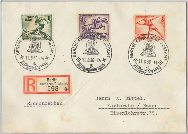 59953  - GERMANY - POSTAL HISTORY - REGISTERED COVER: OLYMPIC GAMES 1936