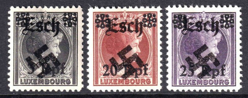 LUXEMBOURG GERMANY OCC ESCH OVERPRINT OG H M/M VF x3 #1