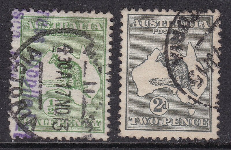 AUSTRALIA ^^^^1913   sc#1,3   used KANGAROOS  CLASSICS $$@x xha1142aust2 