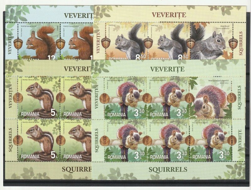 Romania STAMPS 2020 SQUIRRELS NUTS VEVERITA MNH POST SHEETS ANIMALS NATURE