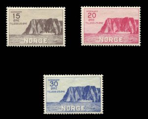Norway #B1-3 Cat$127, 1930 North Cape, set of three, lightly hinged