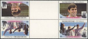 Tuvalu-Nukufetau #61-62, Complete Set(2), Gutter Blks of 4, 1986, Royalty, NH