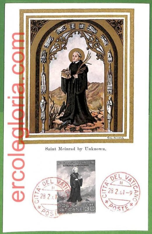 37249 - VATICAN - MAXIMUM CARD - 1961 - Saint Meinrad by Unknown-