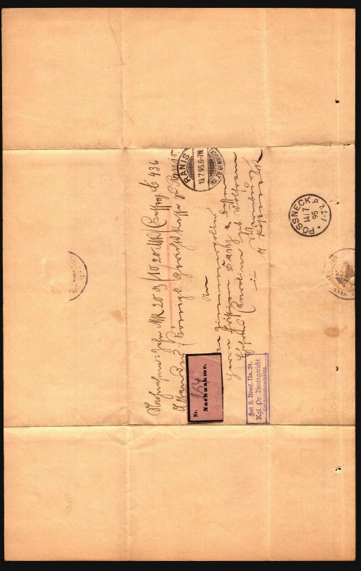 Germany 1895 Nachnahme Ranis Stampless Cover - Z17070