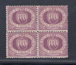 1877 San Marino, Saxon Catalogue No. 7, 40 Dark Lilac - Block of Four - Discreet