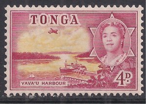 Tonga 1953 QE2 4d Vava'u Harbour MM SG 106 ( E1417 )