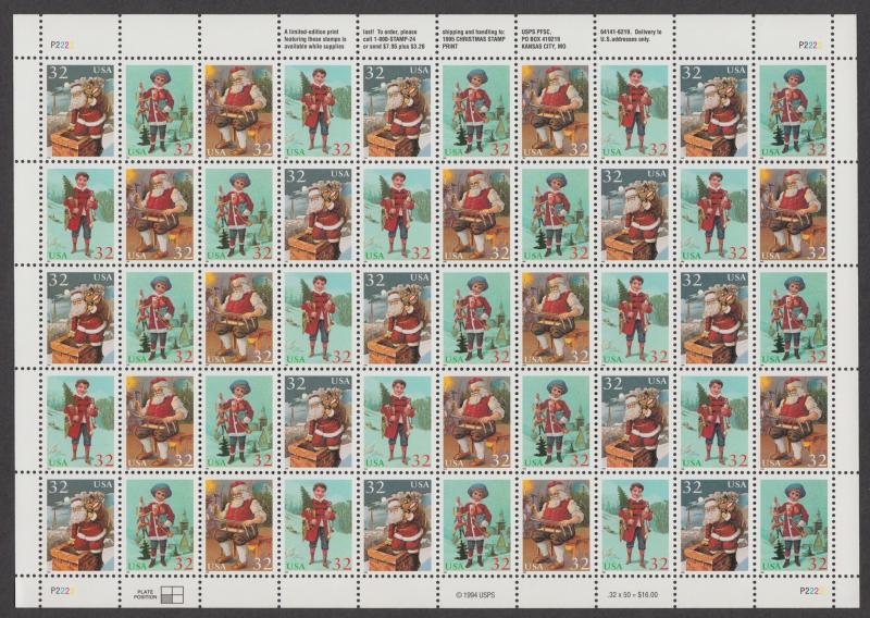 US #3004-07   Christmas Scenes  Full sheet of 50  MNH