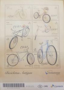 RL) 2017 BRAZIL, ANTIQUE BICYCLE, OLD BIKE, 1890 - 1960, BICYCLE,  SOUVENIR SHEE