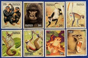 ZAYIX - 1983 Rwanda #857-864 - MNH - Animals - Monkeys