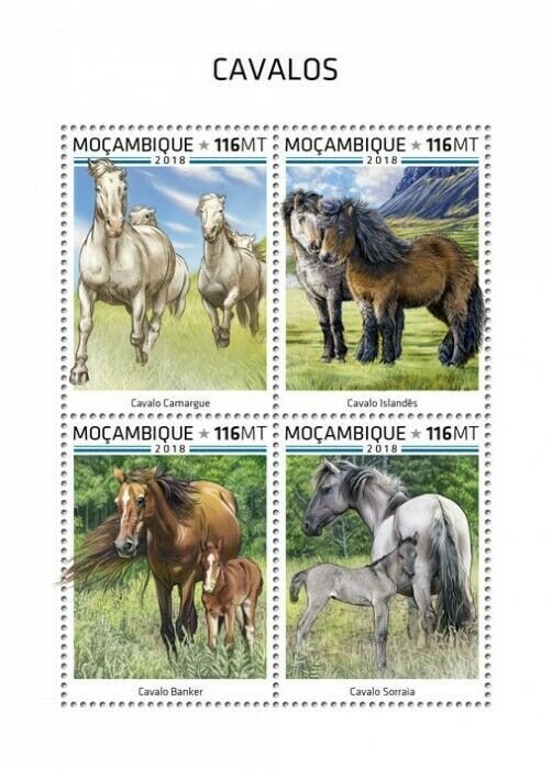 HERRICKSTAMP NEW ISSUES MOZAMBIQUE Horses Sheetlet