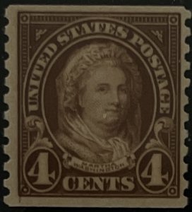 Scott #601 1923 4¢ Martha Washington rotary perf. 10 vertically MNH OG