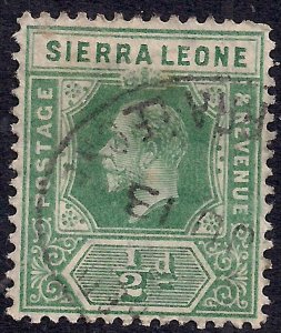 Sierra Leone 1912 – 21 KGV 1/2d Green used SG 112 Die 1 ( J702 ) 