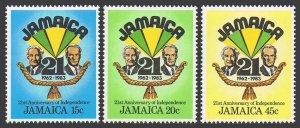 Jamaica 560-562, MNH. Michel 568-570. Independence, 21st Ann. 1983.