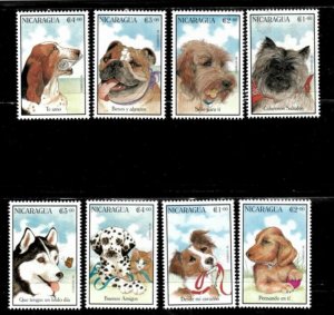 Nicaragua 1996 - Dogs - Set of 8 Stamps - Scott #2156-61 - MNH