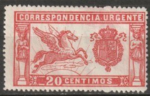 Spain 1905 Sc E1 express MH* some disturbed gum