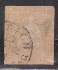 SWITZERLAND Scott # 39 Used - Margins Cut In Slightly At Bottom & Right