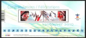 Canada 2010 Olympics Games Vancouver Congratulations Mi. Bl.124 MNH