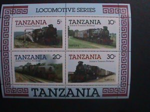 ​TANZANIA WORLD FAMOUS ANTIQUE CLASSIC TRAINS-MNH S/S-VF WE SHIP TO WORLD WIDE