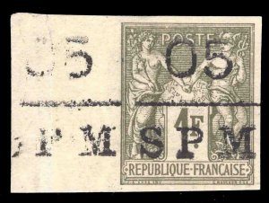 MOMEN: FRENCH COLONIES ST PIERRE SC #6 IMPERF UNUSED LOT #65914