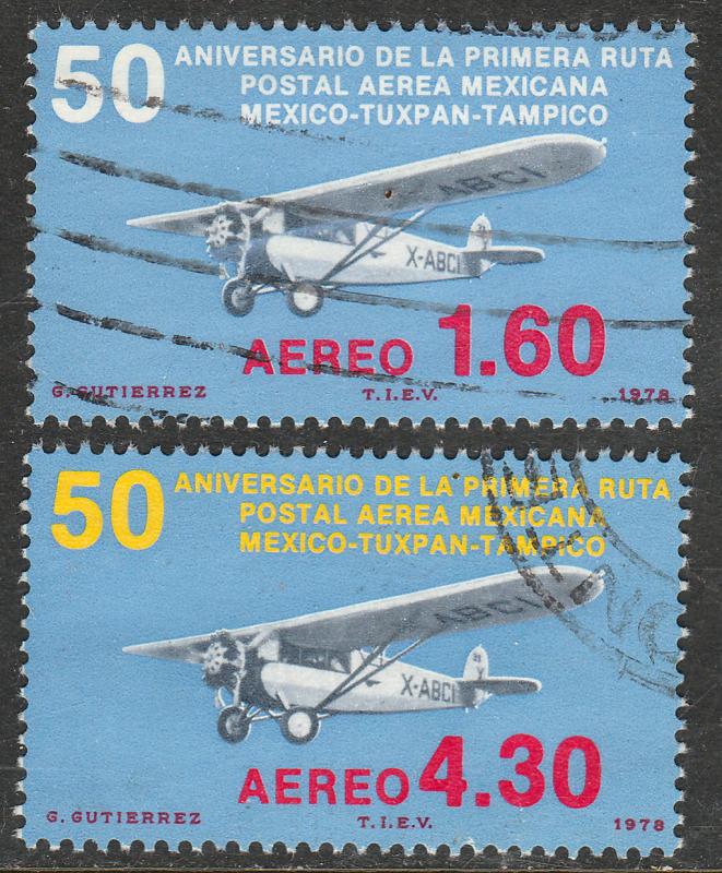 MEXICO C561-C562 50th Anniv 1st Air Mail Route. USED. (782)