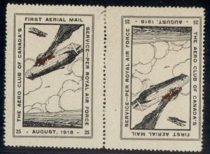 CANADA #CLP2, 25¢ semi-Official Airmail se-ten pair, Zeppelin in flames, hinged