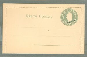 Argentina  1896-99 Postal Stationery, 4c gray on cream, Small tear at low right reverse corner, View of San Martin Statue, Muest