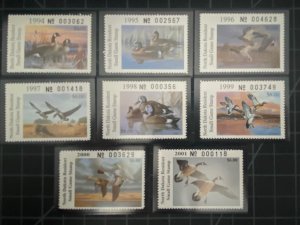 US Stamps-SC# ND67   ND81 - 1994 - 2001 - Duck Stamp - MNH - CV $72.00