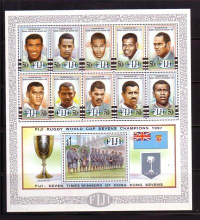 Fiji Sc 805 1997 Rugby Champs stamp souvenir sheet mint NH