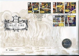 ROYAL MAIL ROYAL MINT 2016 GREAT FIRE OF LONDON STAMP/ COIN COVER BUNC PNC