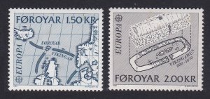 Faroe Is. Viking Voyages in North Atlantic Europa 1982 MNH SC#81-82 SG#69-70