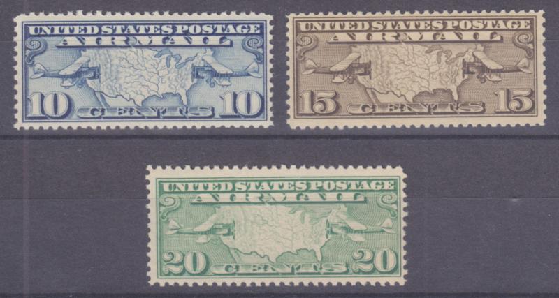 US Sc C7-C9 MNH. 1926-1927 Air Post complete, F-VF