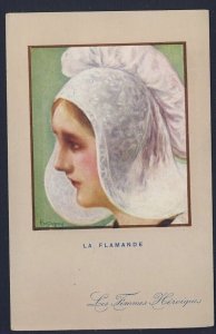 POSTAL HISTORY WWI - Lady FLAMANDE (FLEMISH) World War I - EM DUPUIS artist