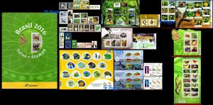 BRAZIL 2016 ALL STAMPS ISSUED, MADE BY POST OFFICE, ALL MNH