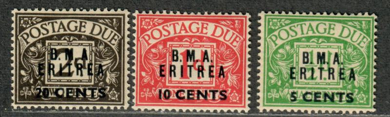 Great Britain Offices Eritrea Sc#J1-3 M/H, Partial Set, Cv. $38.50