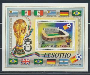 LESOTHO SOCCER SOUVENIR SHEET W/C SPAIN 1982