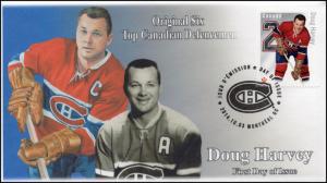 CA14-006, 2014, FDC, Canadian Defensemen, Doug Harvey, Original Six,