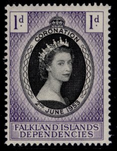 FALKLAND ISLANDS - Dependencies QEII SG G25, 1d 1953 CORONATION, NH MINT.