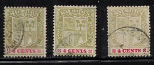 MAURITIUS Scott # 140 Used x 3 - Symbols Of The Colony