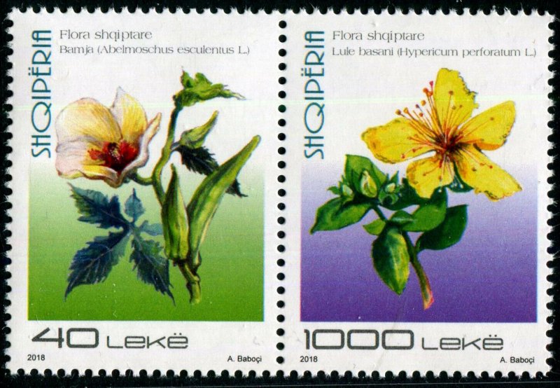 HERRICKSTAMP NEW ISSUES ALBANIA Sc.# 3022 Flora 2018 Setenant