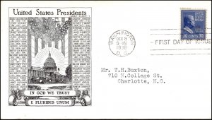 Scott 830 30 Cents Roosevelt Historic Art FDC - Typed Address - Planty 830-62