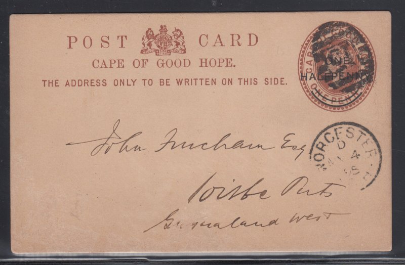 Cape of Good Hope H&G 8 used 1895 ½p Postal Card to Griqualand West, VF