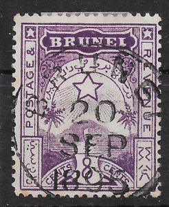 BRUNEI SG6 1895 8c PLUM USED