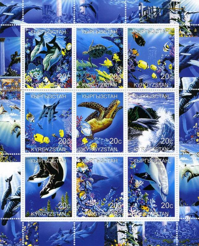 Kyrgyzstan 2000 MARINE LIFE Sheet Perforated Mint (NH)