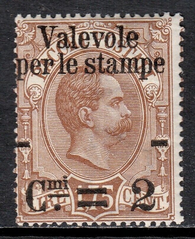 ITALY — SCOTT 63 — 1890 2c ON 1.75L BROWN— MNH — SCV $95