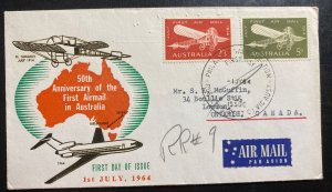 1964 Russel Street Australia First Day Cover To Canada 50th Anniv First Airmail